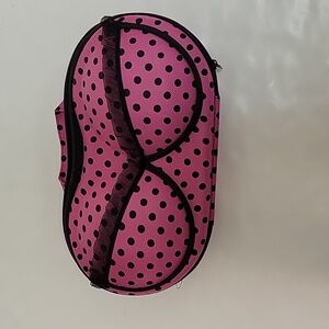 NWOT pink and black bra/swimsuit case